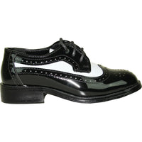 VANGELO Boy Dress Shoe TAB-3KID Oxford Formal Tuxedo for Prom & Wedding Black/White Patent Two Tone