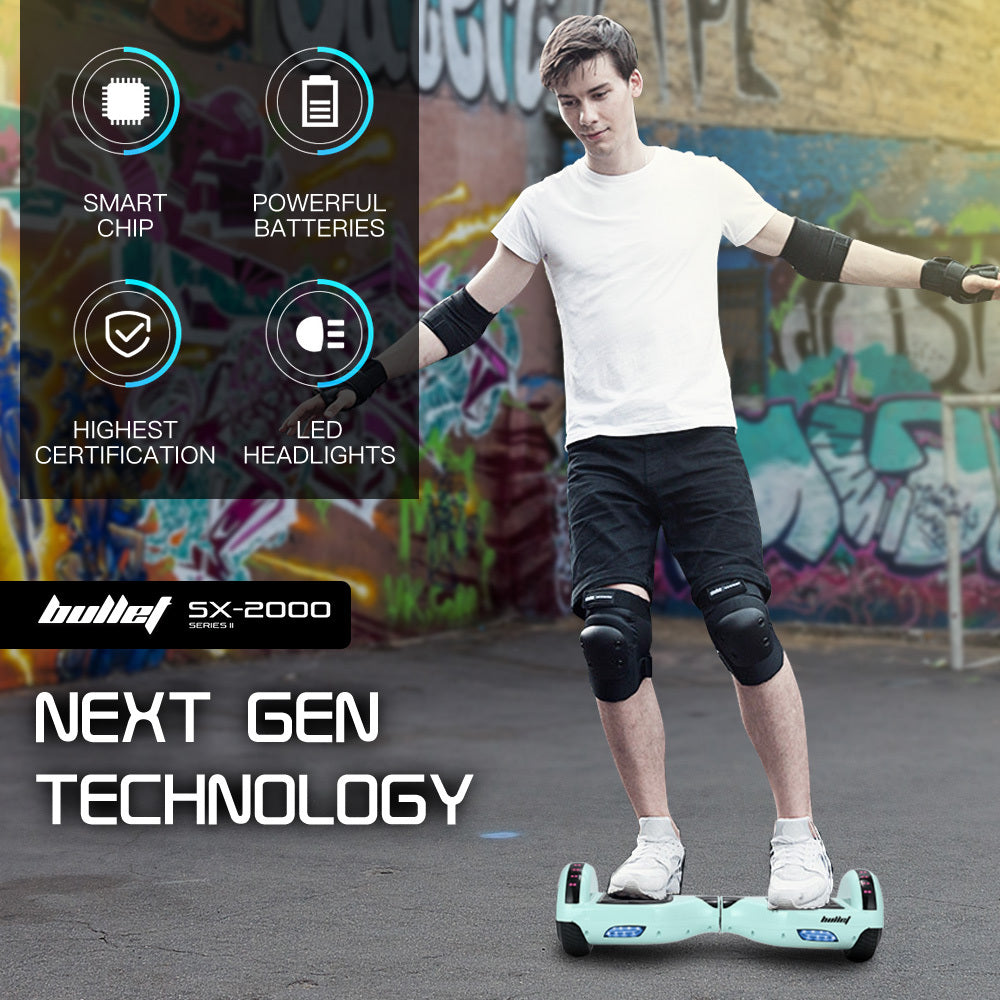 NNEDSZ BULLET SX-2000 Hoverboard Scooter, 500W Brushless, Superior Self Balancing System, UL Certified, LED Lights, Mint Green-2