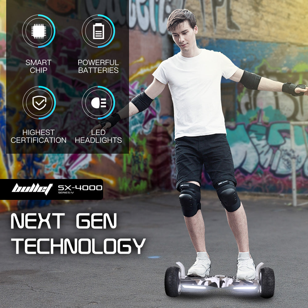 NNEDSZ BULLET SX-4000 Hoverboard Scooter, 8.5" Wheels, 700W Brushless, Superior Self Balancing System, UL Certified, LED Lights, Carry Bag, Camo-2