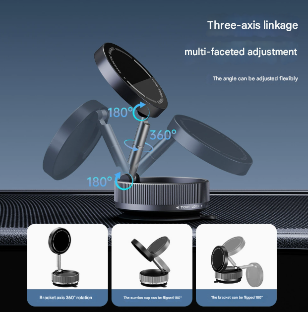 NNEDSZ Black Magnetic Car Phone Mount - 66x66x34mm with Adjustable Bracket for Easy Smartphone Access-2