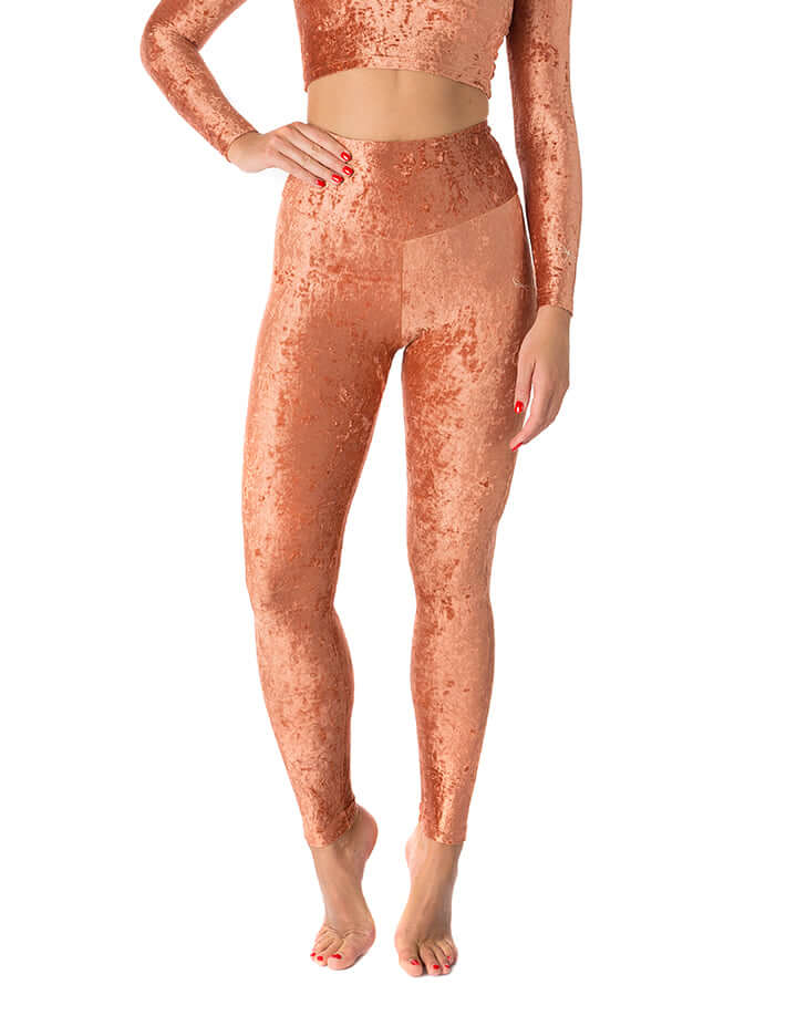 High Waist Velvet Leggings, Full Length – Adele