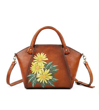 Rossie Viren Women's  Vintage Leather Dumpling Tote Shoulder Cross Body Bag
