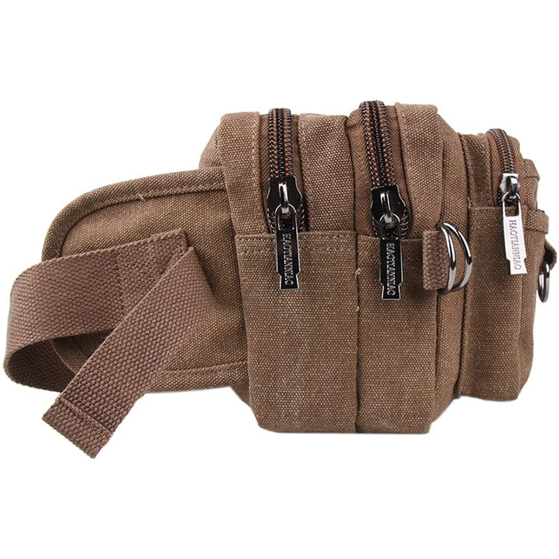 Vintage Canvas Waist Bag Multiple Pocket Fanny Pack