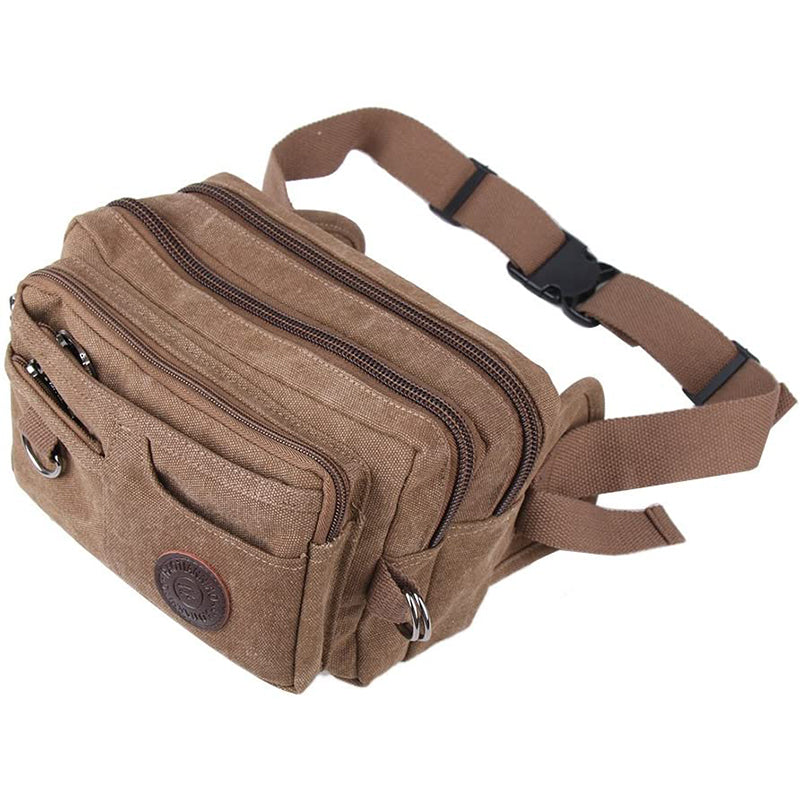 Vintage Canvas Waist Bag Multiple Pocket Fanny Pack