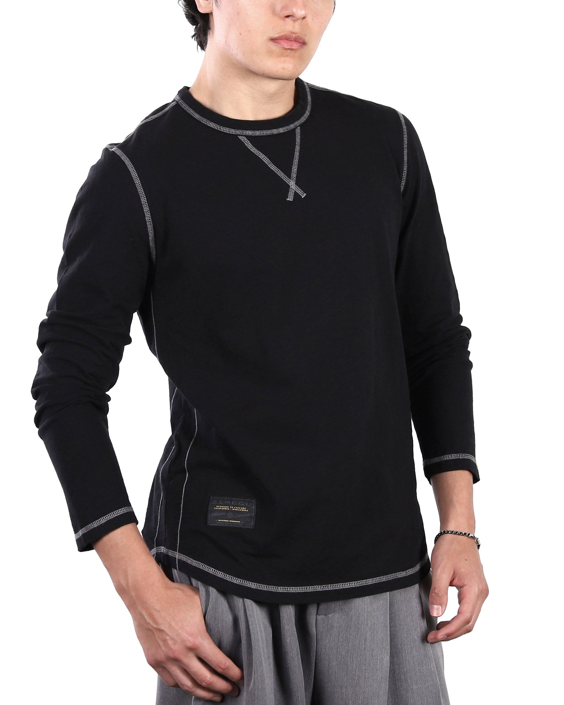 Signature Classic Long Sleeve Crew Neck T-Shirt for Men-1