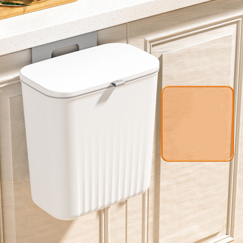 Hanging kitchen waste bin with lid mounted on cabinet door — view 5