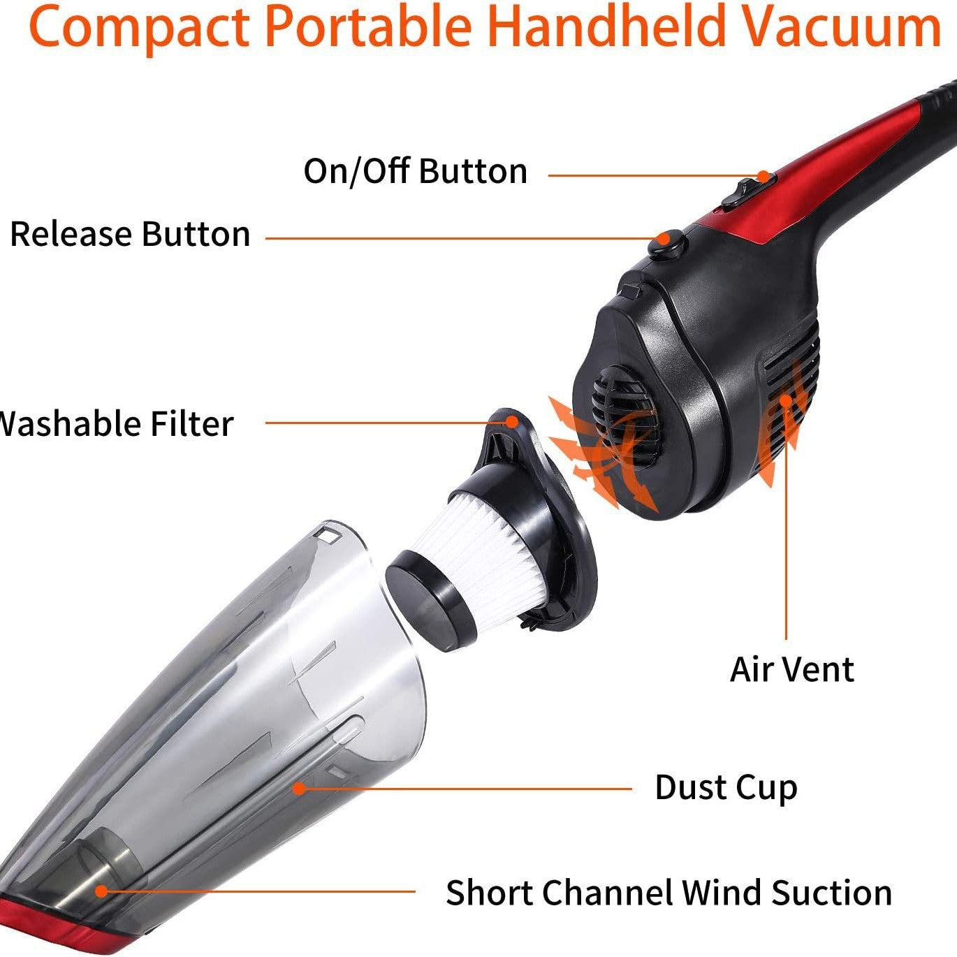 Cordless handheld car vacuum cleaner with HEPA filter — view 4