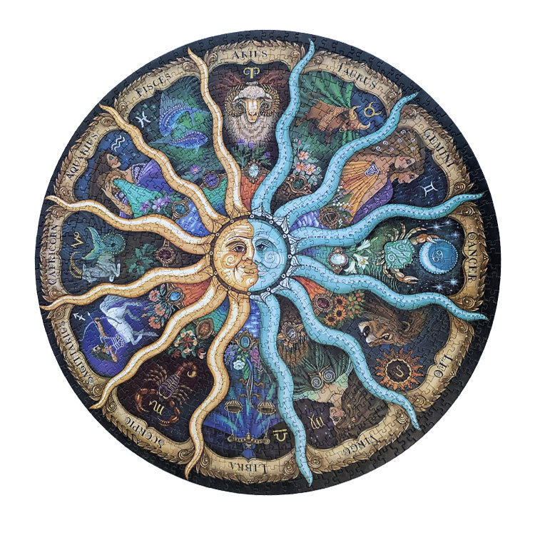 Earth moon and rainbow gradient circular jigsaw puzzles — view 3