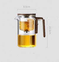 One-click magnetic glass teapot with wooden handle and stainless filter — view 4