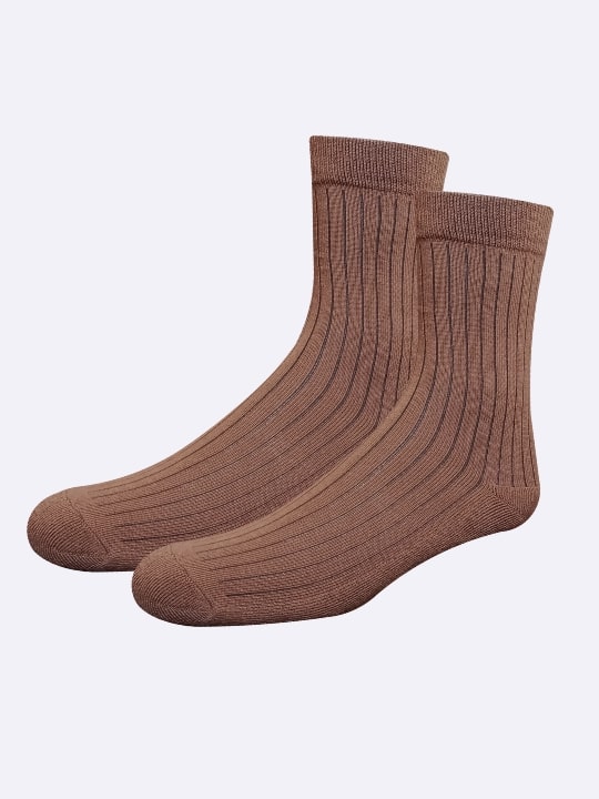airgarb soft cotton comfort premium crew brown men women side view socks
