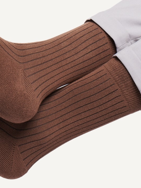 airgarb soft cotton comfort premium crew brown men women wearing office business socks