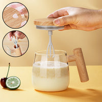 400ml self-stirring electric glass coffee mug with push-button mixer