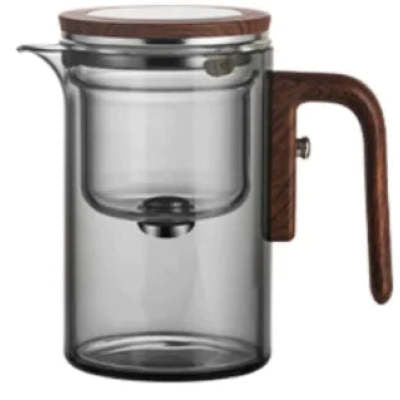 Borosilicate glass teapot with tea-water separation infuser on bamboo tray — view 5