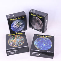 Earth moon and rainbow gradient circular jigsaw puzzles