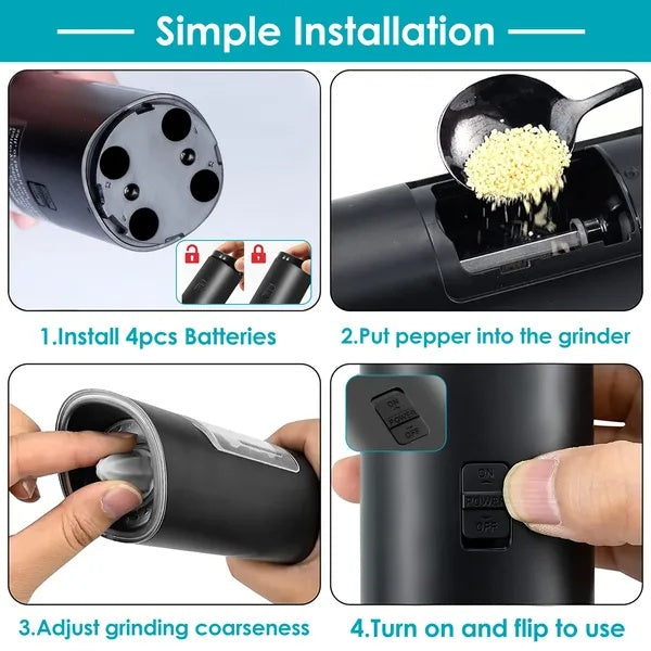 Electric gravity sensor salt and pepper grinder with ceramic burr — view 3