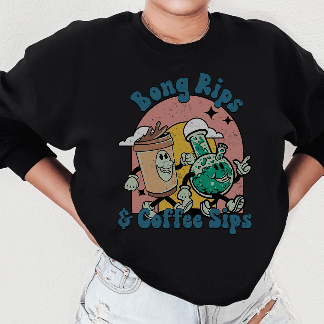 "Bong Rips & Cotton Sips" Graphic Sweatshirt