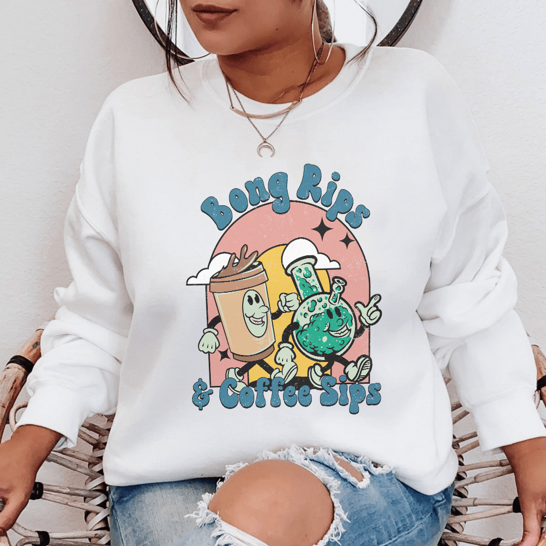 "Bong Rips & Cotton Sips" Graphic Sweatshirt
