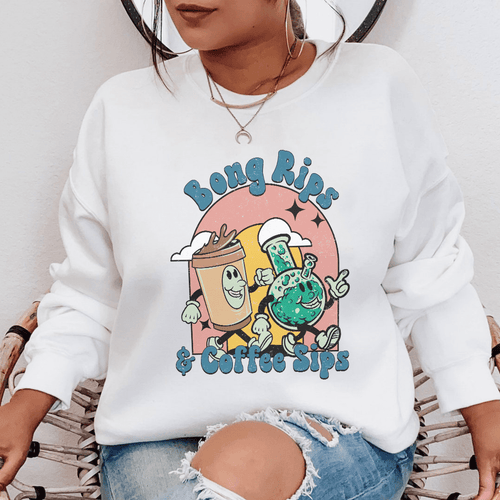 "Bong Rips & Cotton Sips" Graphic Sweatshirt
