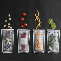 Reusable silicone ziplock food storage bags in cup shape