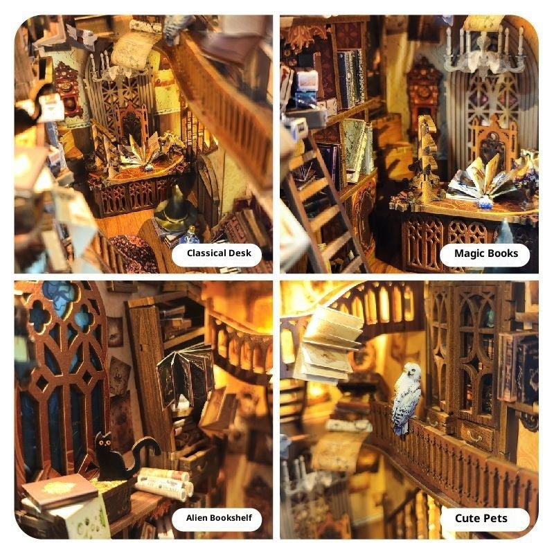 Handmade DIY cottage bookend miniature bookstore kit — view 4