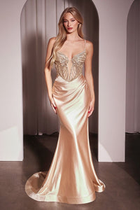 Crystal & Satin Fitted Dress