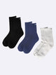 Premium Cotton Crew Socks for Men and Women Pack of 3 Pairs - White, Blue and Black