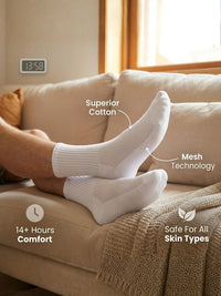 Air Garb White Crew Socks for Men & Women - Cushion Breathable – Pack of 3