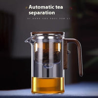 One-click magnetic glass teapot with wooden handle and stainless filter — view 6