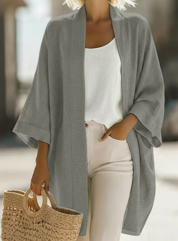 Japanese Linen-Blend Kimono-Style Cardigan