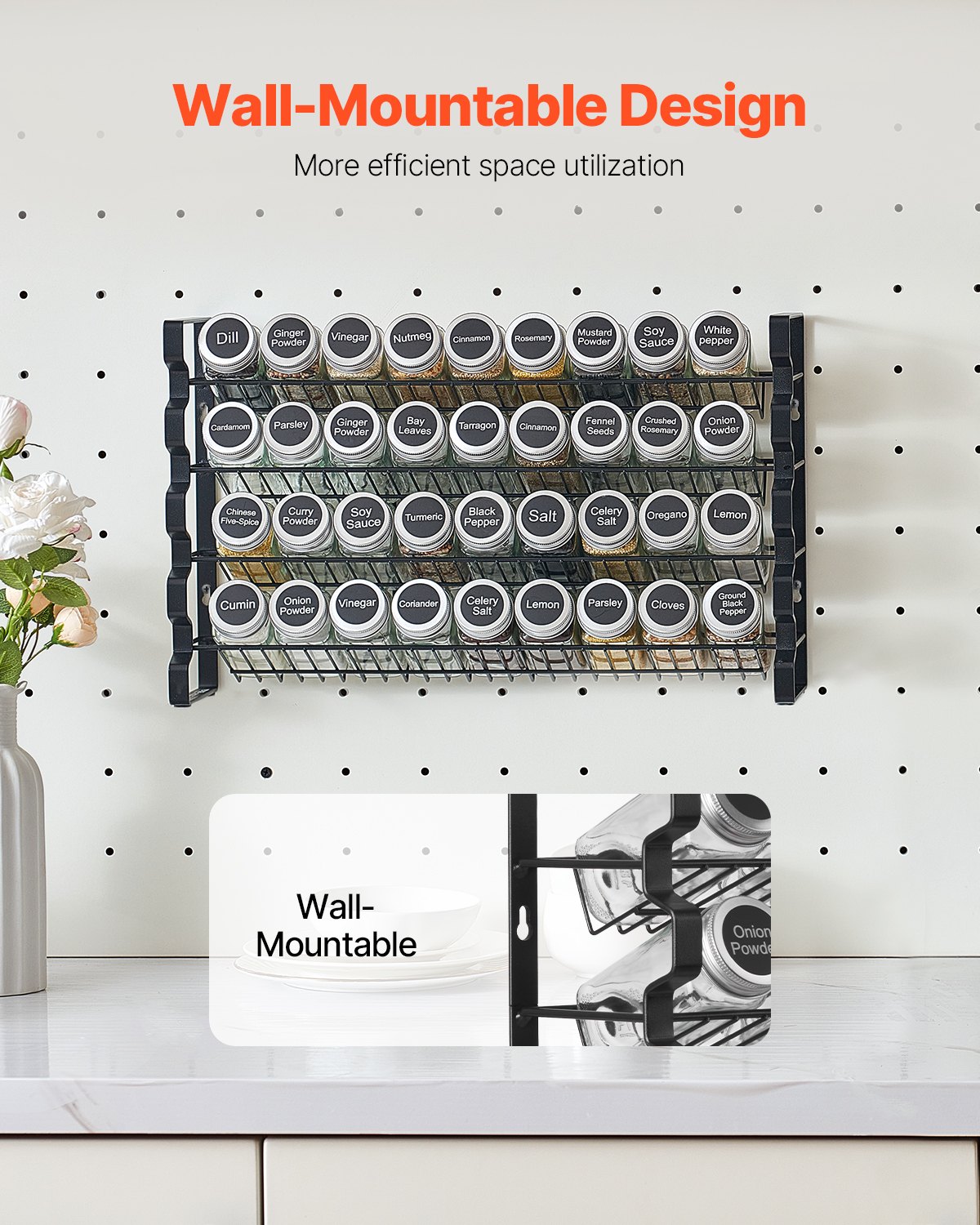 Expandable spice rack organizer for kitchen cabinet and countertop — view 4