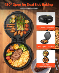 Pizza Oven, 12 In Electric Pizza Maker, 1200W Electric Pizzas Cooker With Non-Stick Coating, 180° Open For Dual Side Baking, Heats Up To 410 ˚F, Multi-Function Cooking, For Pizzas, Barbecue