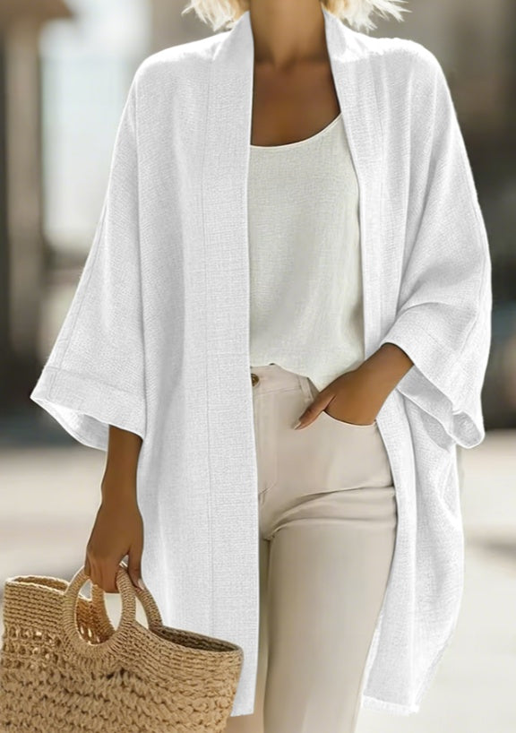 Japanese Linen-Blend Kimono-Style Cardigan