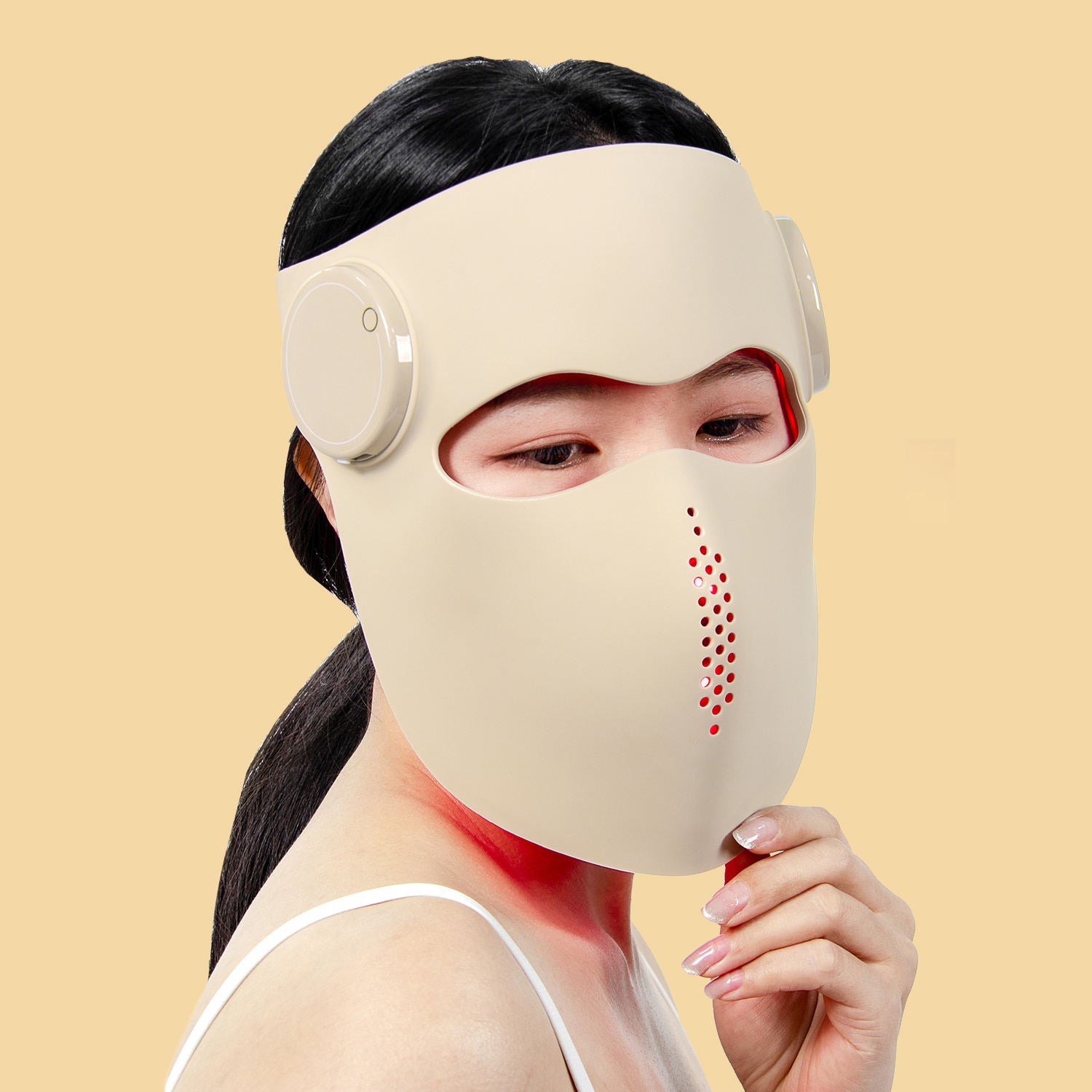 Red LED light therapy face mask for at home skincare