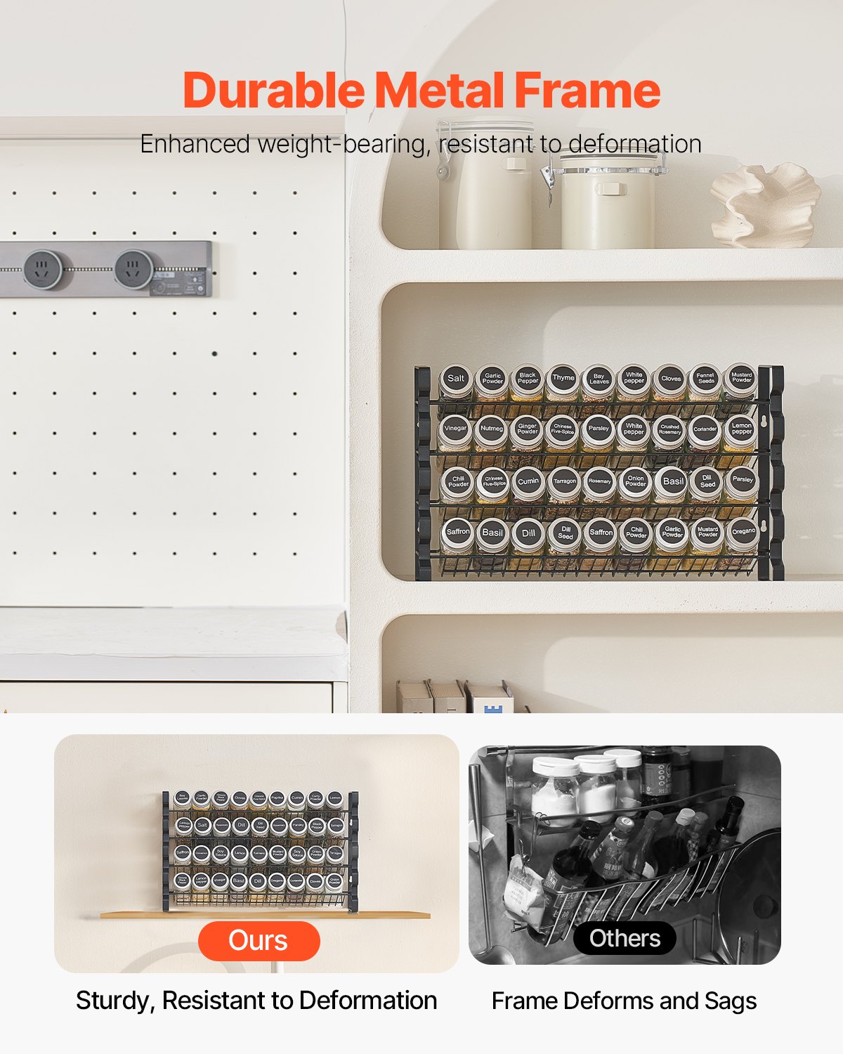 Expandable spice rack organizer for kitchen cabinet and countertop — view 5