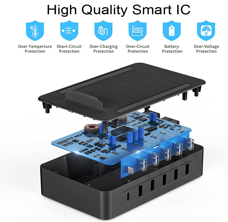 Desktop multi port USB fast charging station dock — view 2