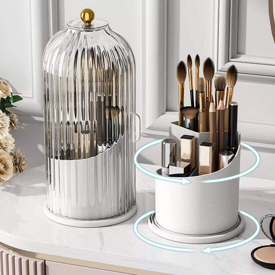 360 degree rotating makeup brush and cosmetic organizer — view 11