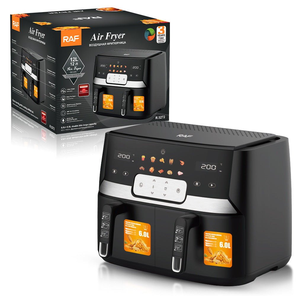 European double lining dual basket air fryer with two drawers — view 10