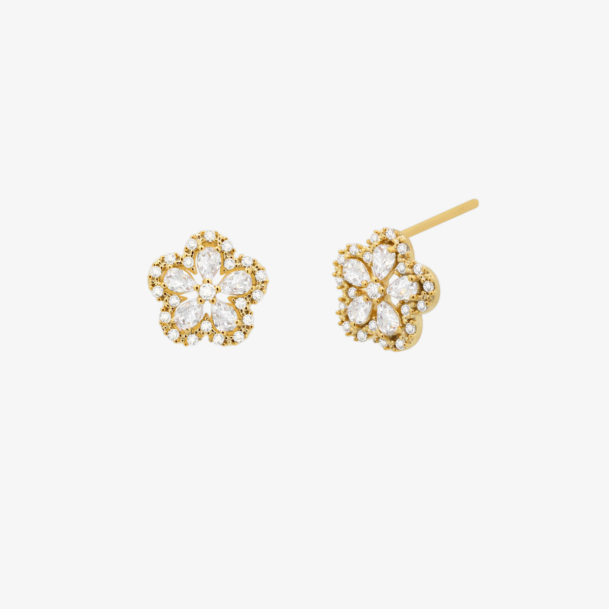 Blossom flower stud earrings with cubic zirconia petals