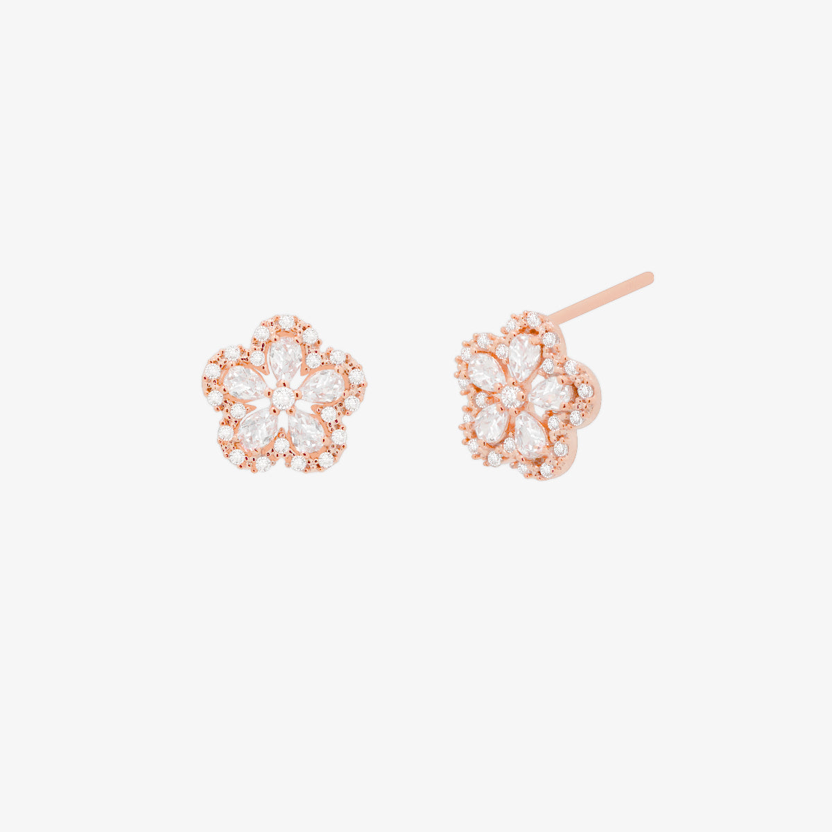 Blossom flower stud earrings with cubic zirconia petals — view 6