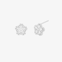 Blossom flower stud earrings with cubic zirconia petals — view 5