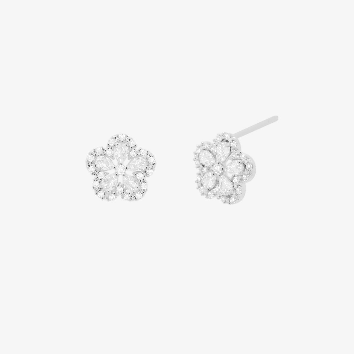 Blossom flower stud earrings with cubic zirconia petals — view 5
