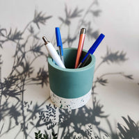 Half Terrazzo pen pot teal or purple, make up brushes holder-3