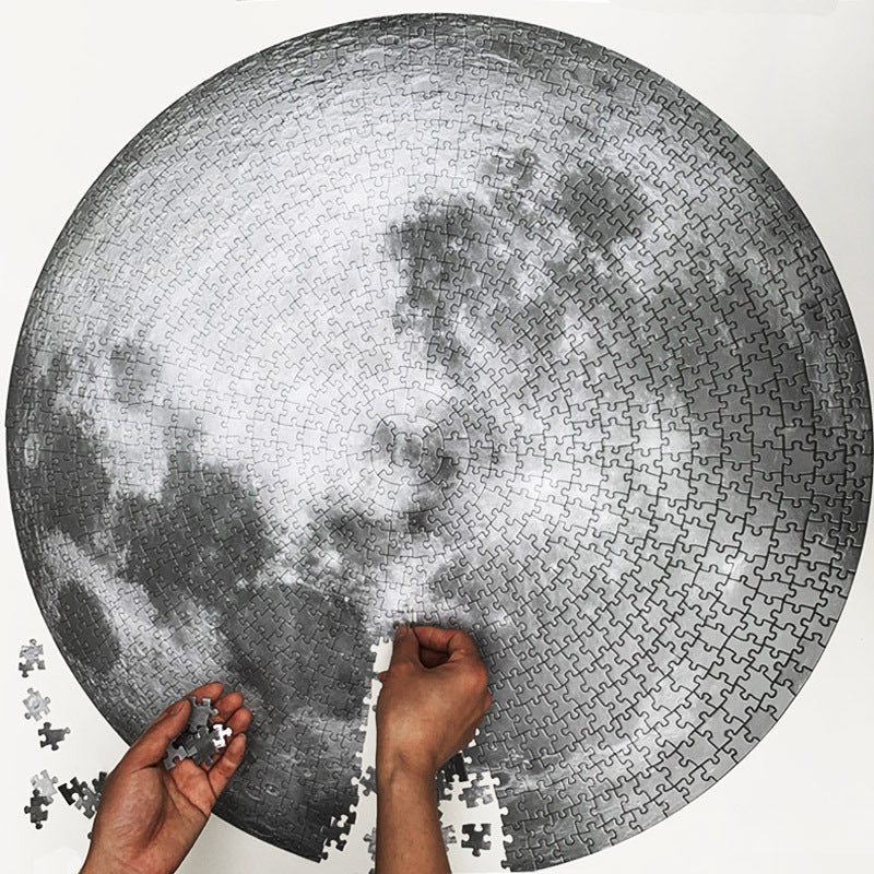 Earth moon and rainbow gradient circular jigsaw puzzles — view 5
