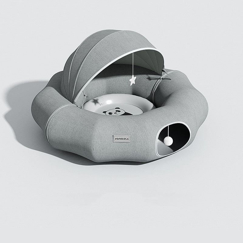 Foldable donut shape cat tunnel and crawl shelter — view 2
