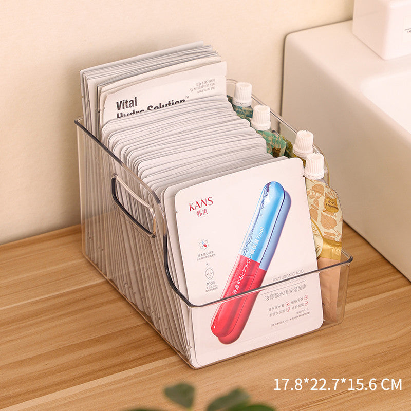 Acrylic cosmetic and mask storage drawer organizer — view 2