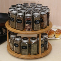 Round bamboo 2 tier turntable lazy susan spice rack for cabinets