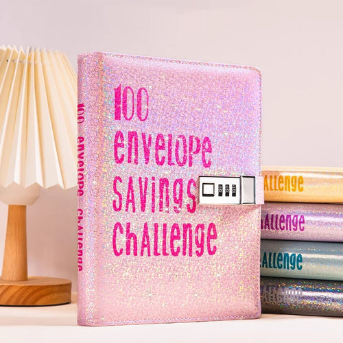 A5 money saving challenge planner and cash stuffing book
