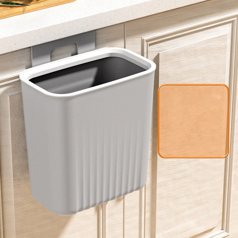 Hanging kitchen waste bin with lid mounted on cabinet door — view 8