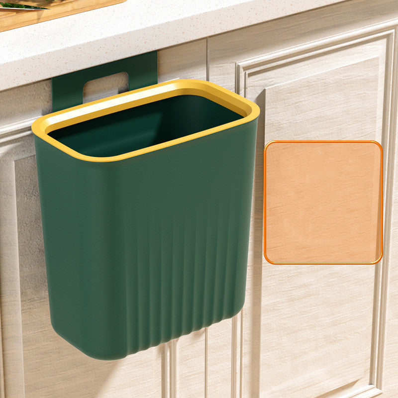 Hanging kitchen waste bin with lid mounted on cabinet door — view 7