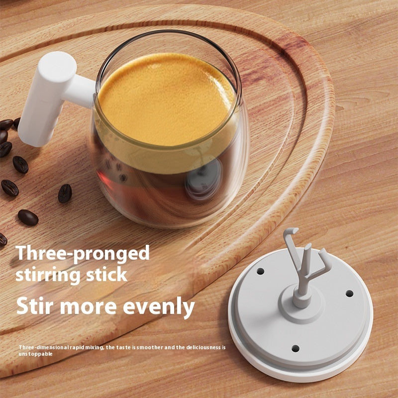 Rechargeable electric stirring ceramic coffee mug in modern matte finish — view 3